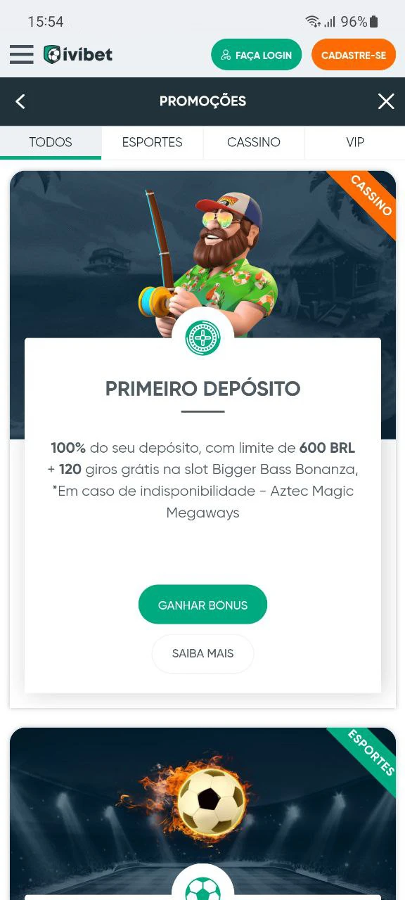 O aplicativo Ivibet oferece aos jogadores muitos bônus legais.
