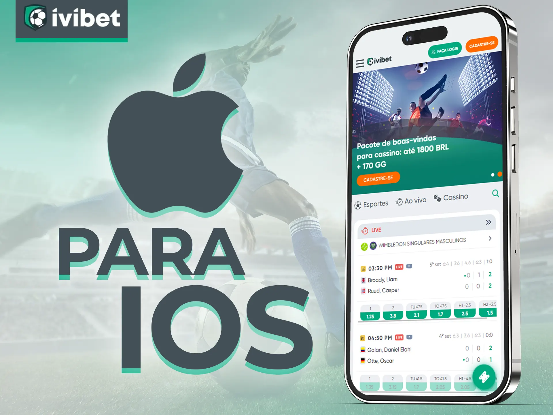 O aplicativo Ivibet pode ser instalado em seu telefone iOS.