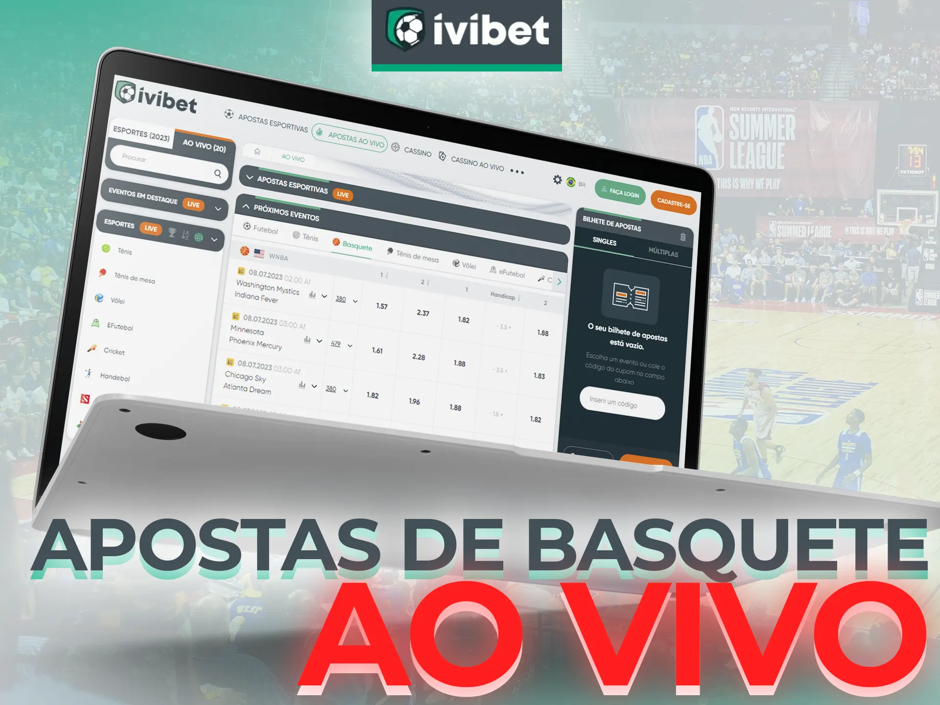 Na Ivibet, você tem a oportunidade de apostar no basquete durante o próprio jogo.