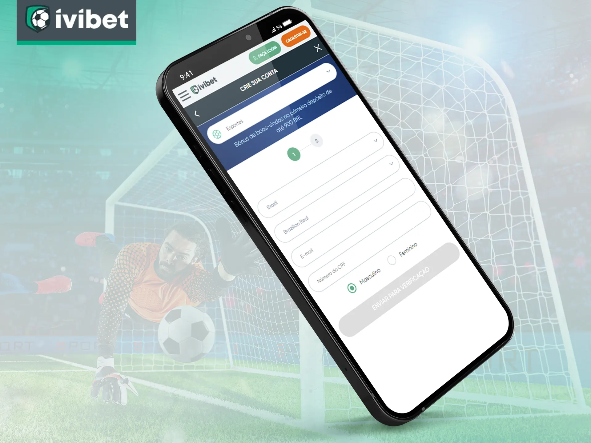 Faça o registro na Ivibet no aplicativo ou na versão móvel.