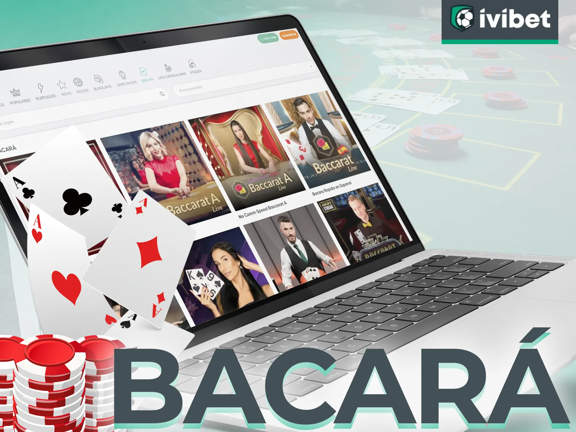 Jogue bacará no cassino ao vivo da Ivibet.