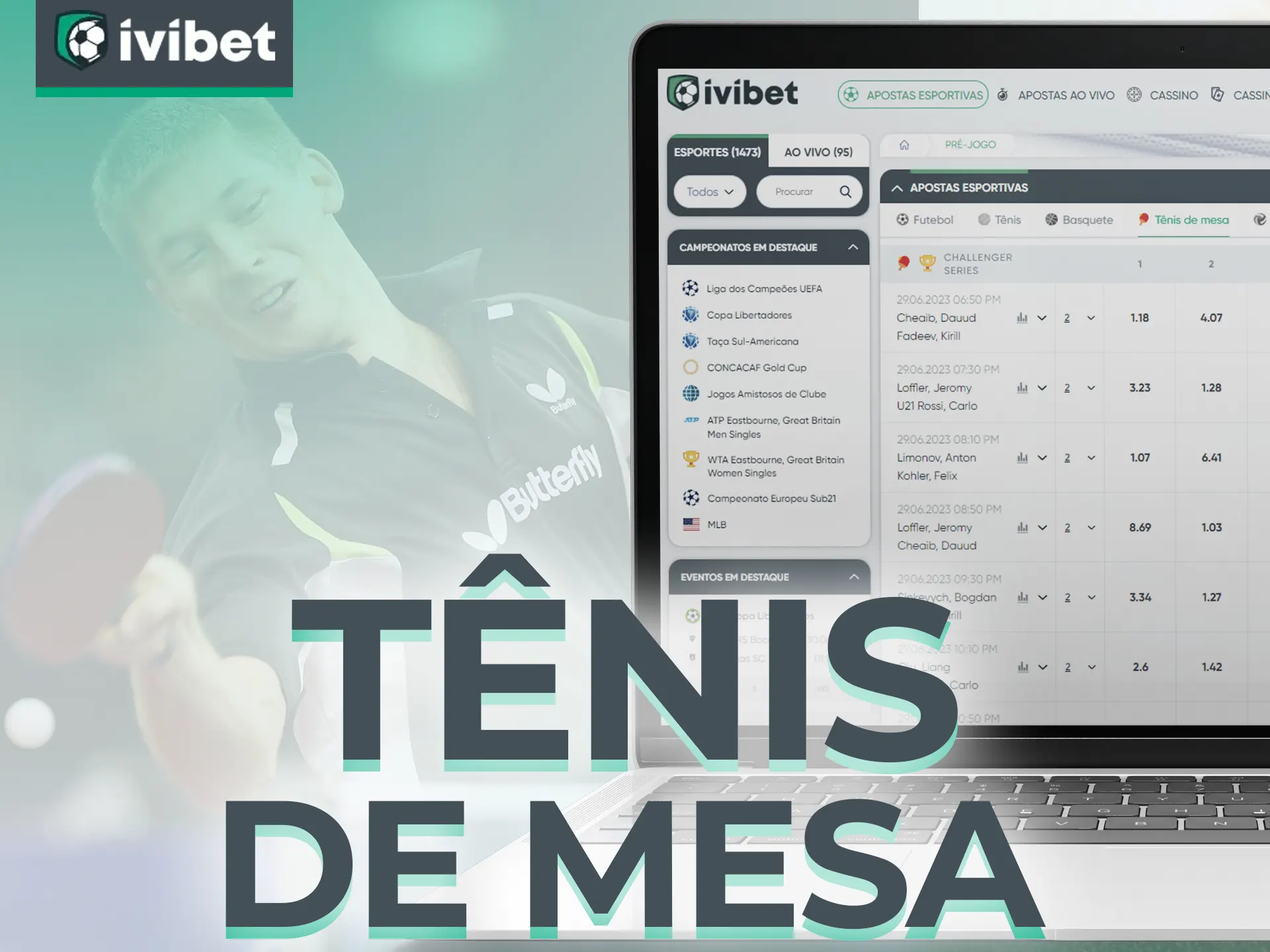 Com a Ivibet, aposte em uma partida de tênis de mesa.