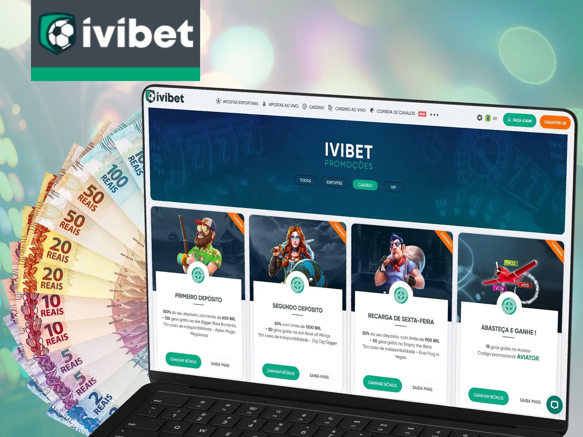 Imediatamente após o registro, você receberá seu primeiro bônus de depósito.