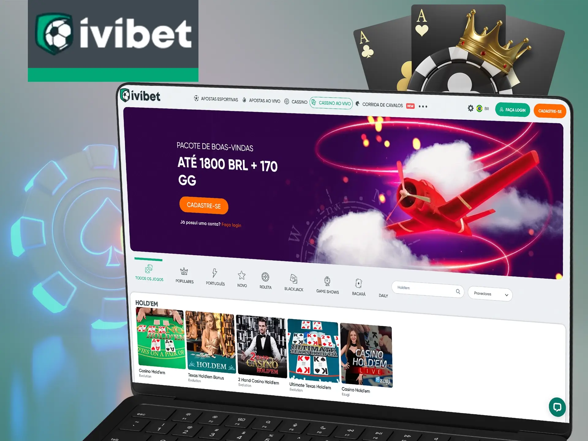 O Ivibet Cassino oferece uma grande variedade de pôquer hold'em.
