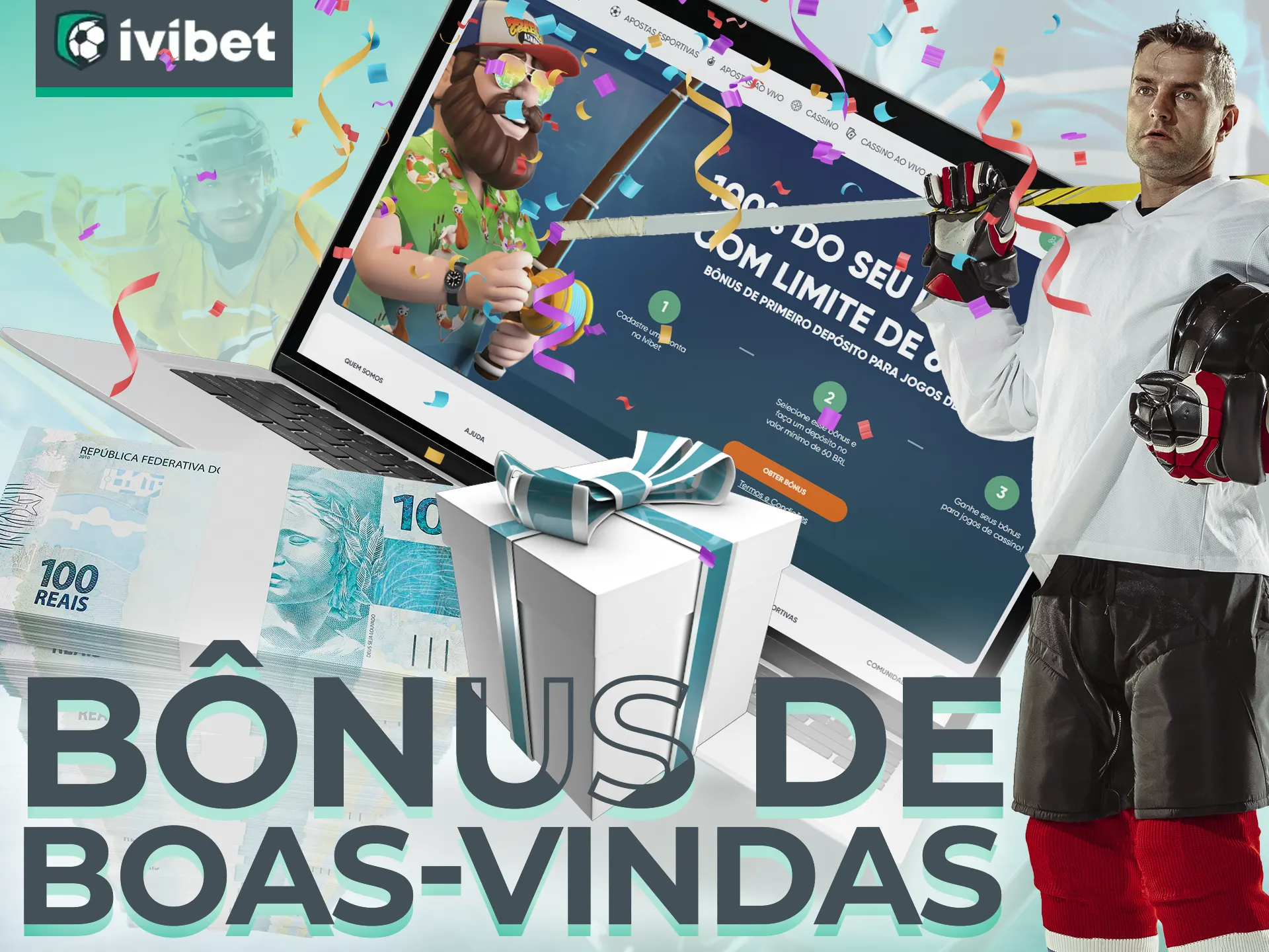 Receba bônus de boas-vindas de 100% para apostas em hóquei.