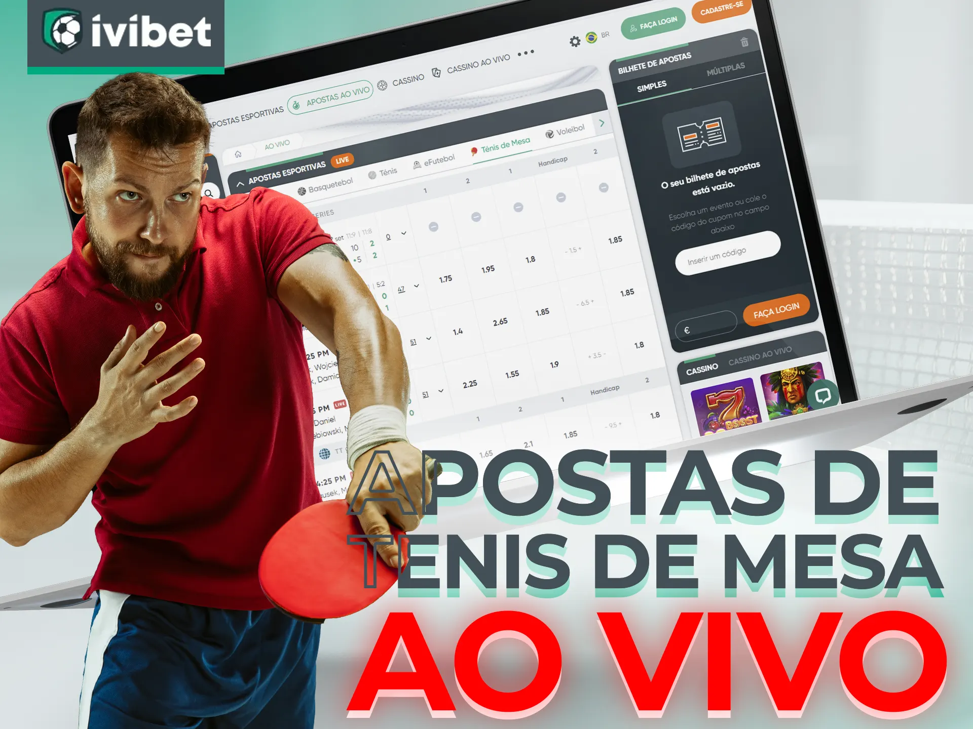 Faça apostas ao vivo em partidas de tênis de mesa no Ivibet.